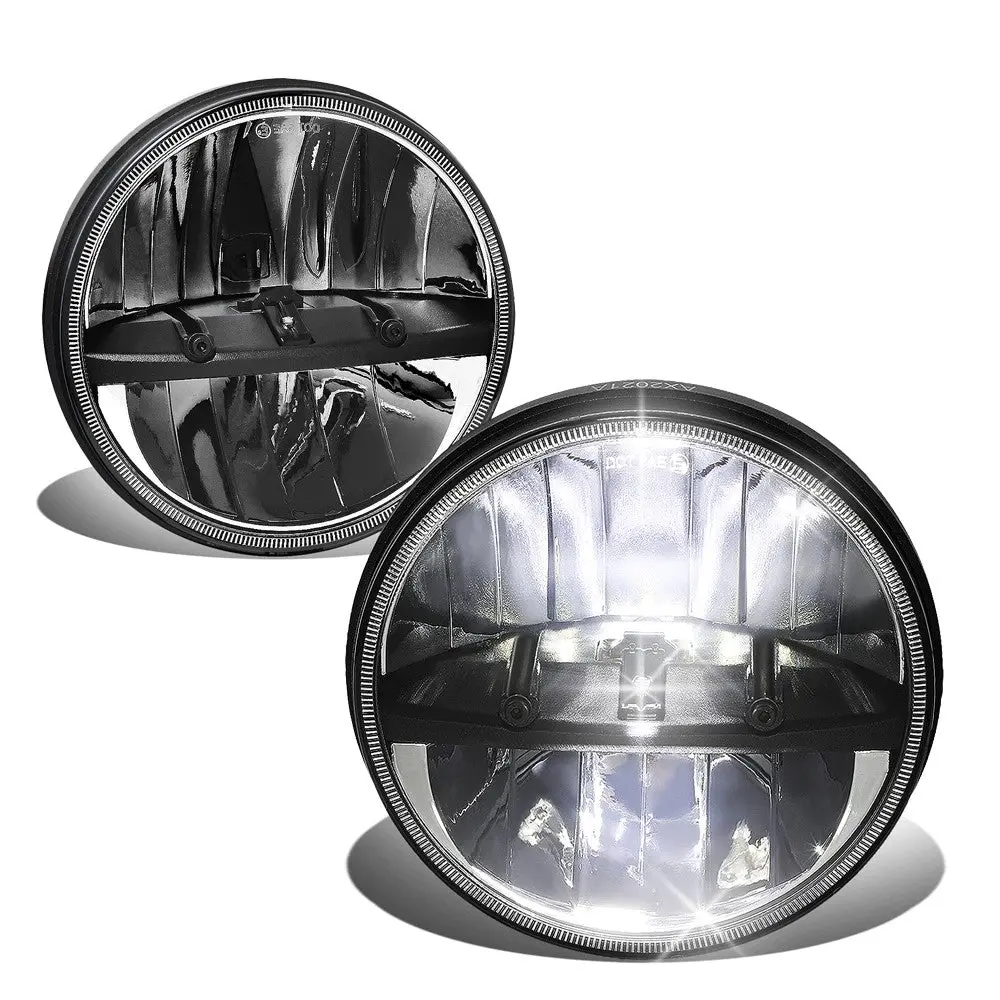 White Led Reflector Chrome Housing Clear Lens Headlight For 07-17 Wrangler 1