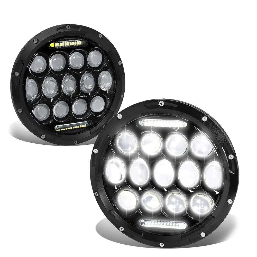 White Halo Led Drl Projector Black Housing Headlight For 18 Wrangler Jk 1