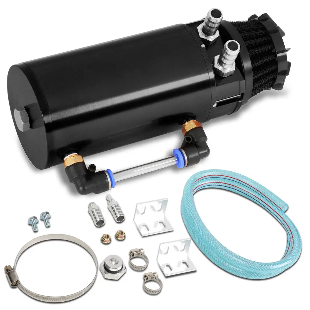 Universal Aluminum Anodized Black 140 Ml Oil Catch Tank Reservoir Breather 1