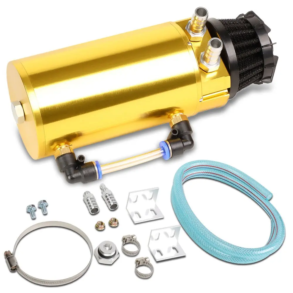 Universal Aluminum Anodized Gold 140 Ml Oil Catch Tank Reservoir Breather 1