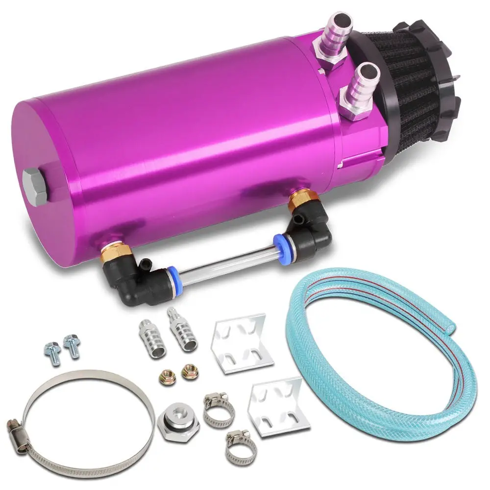 Universal Aluminum Anodized Purple 140 Ml Oil Catch Tank Reservoir Breather 1