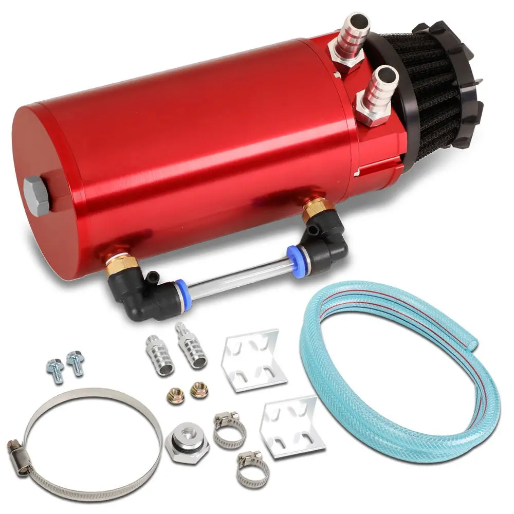 Universal Aluminum Anodized Red 140 Ml Oil Catch Tank Reservoir Breather 1