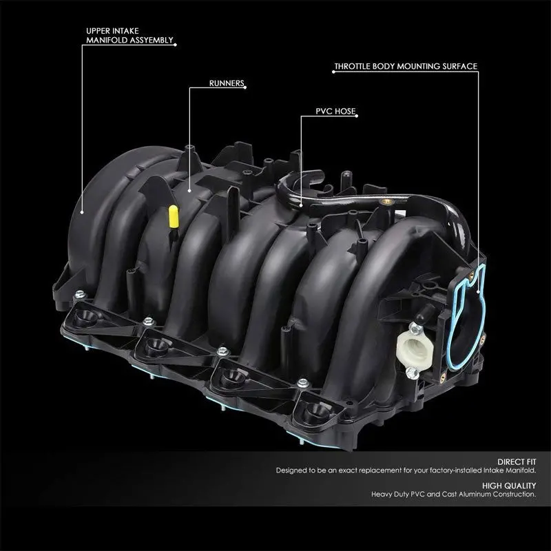 Black Oe Upper Intake Manifold Works With 02-06 Escalade/02-06 Avalanche 1500 2