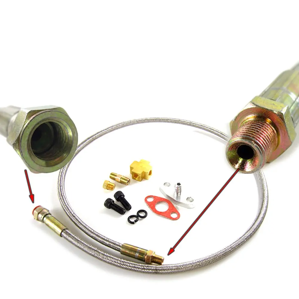 36" Stainless Steel Oil Feed Line 1/8 Npt Adapter Fitting Rebuild Kit 1