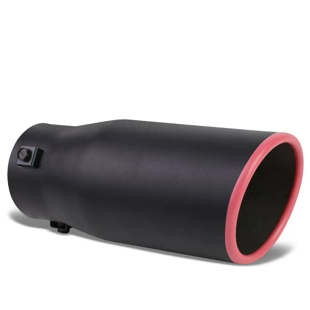 Bolt-On Round Diagonal Cut/Rolled Edge Tip Exhaust Muffler Tips 9" Length / 3.75" Dia 1