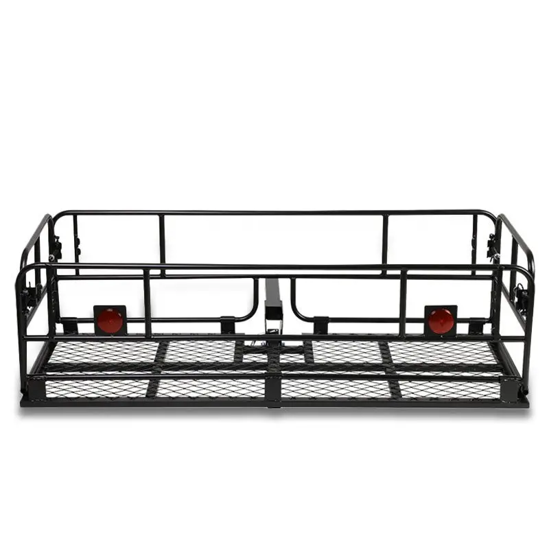 Coated Black Fold-Up 2" Hitch Rear Mount Cargo Carrier Basket Baggae Luggage Box 1