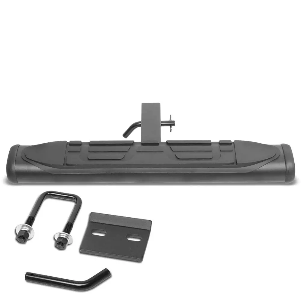 26"Long/4" Round Oval Step Pad Heavy Duty Hitch Step Bar Black For 2" Receiver 1