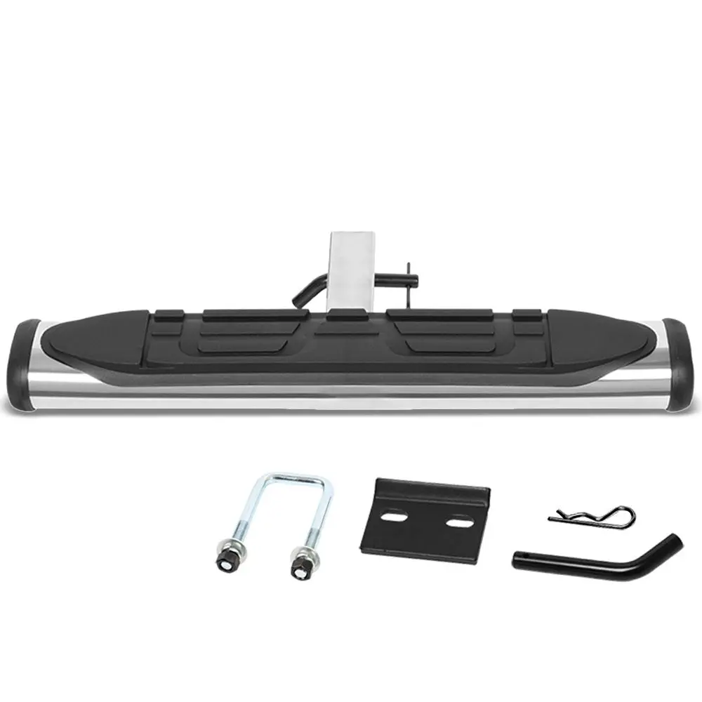 26"L/4" Round Oval Step Pad Heavy Duty Hitch Step Bar Metallic For 2" Receiver 1