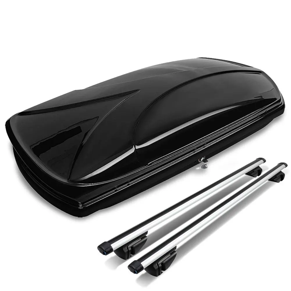 Black Aluminum/Abs Plastic Oe Adjustable Cross Bar Cargo Storage Case Roof Box 1