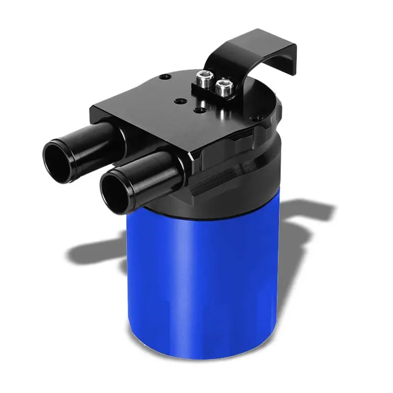 Universal Aluminum Sealed Baffled Blue 240Ml 2 Port Oil Catch Tank Can Reservoir 1