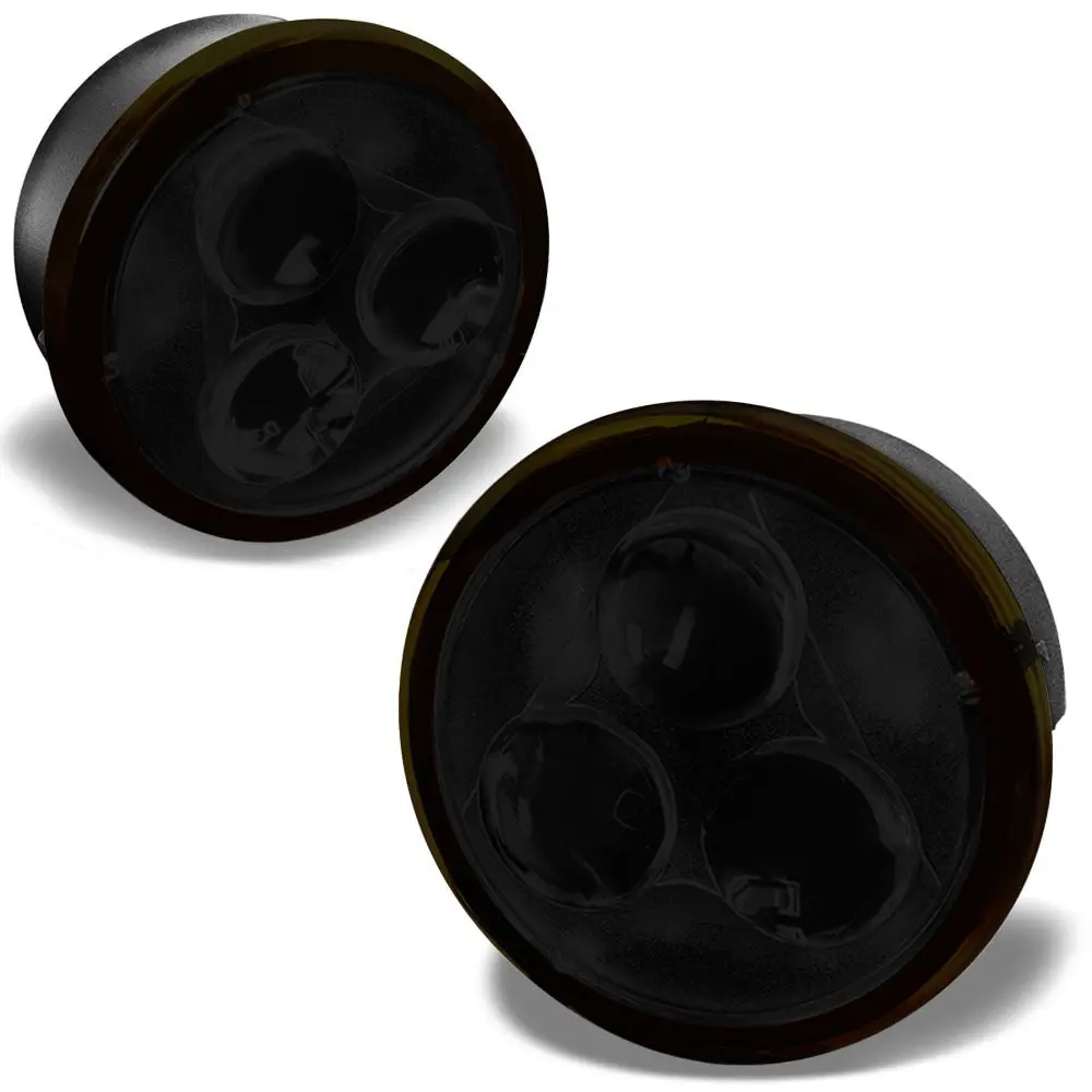 Smoke Lens Front Round Led Turn Signal Bumper Light For 07-18 Jeep Wrangler 1