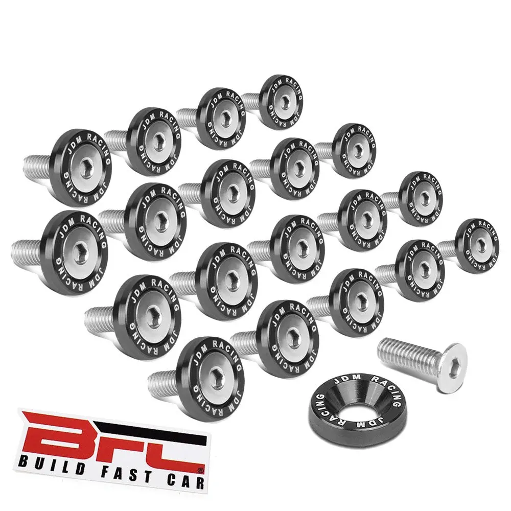 20Pcs Bfc Black Washer/Silver Bolt Round Jdm Pattern Fender Washer M6x1.0 1