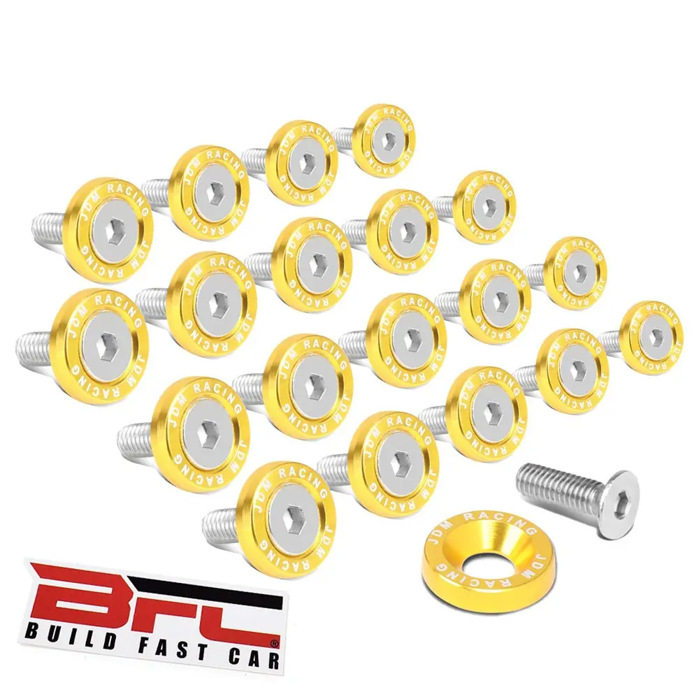 20Pcs Bfc Gold Washer/Silver Bolt Round Jdm Pattern Fender Washer M6x1.0 1