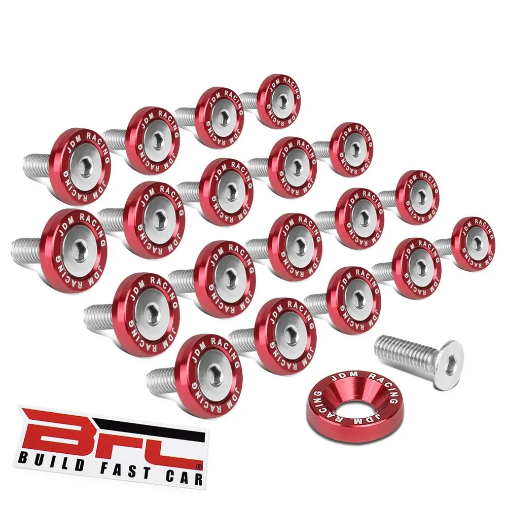 20Pcs Bfc Red Washer/Silver Bolt Round Jdm Pattern Fender Washer M6x1.0 1