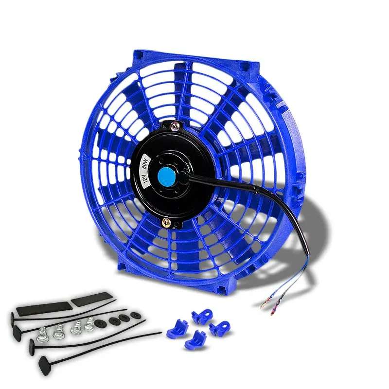 Universal 10" Blue Slim Reversible Electric Radiator Motor Cooling Fan+Mounting 1