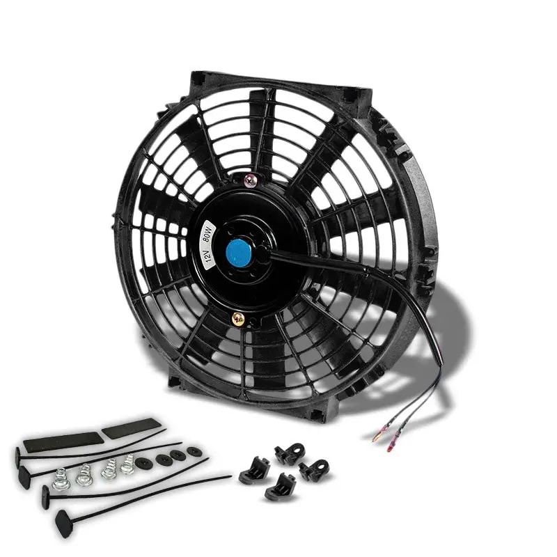 Universal 10" Black Slim Reversible Electric Radiator Motor Cooling Fan Mounting 1