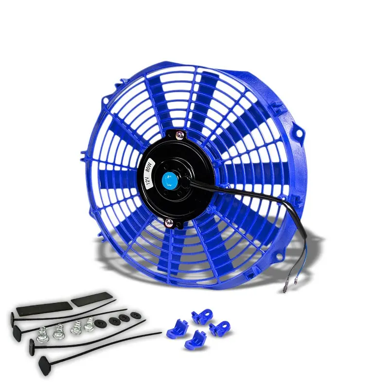 Universal 12" Blue Slim Reversible Electric Radiator Motor Cooling Fan+Mounting 1