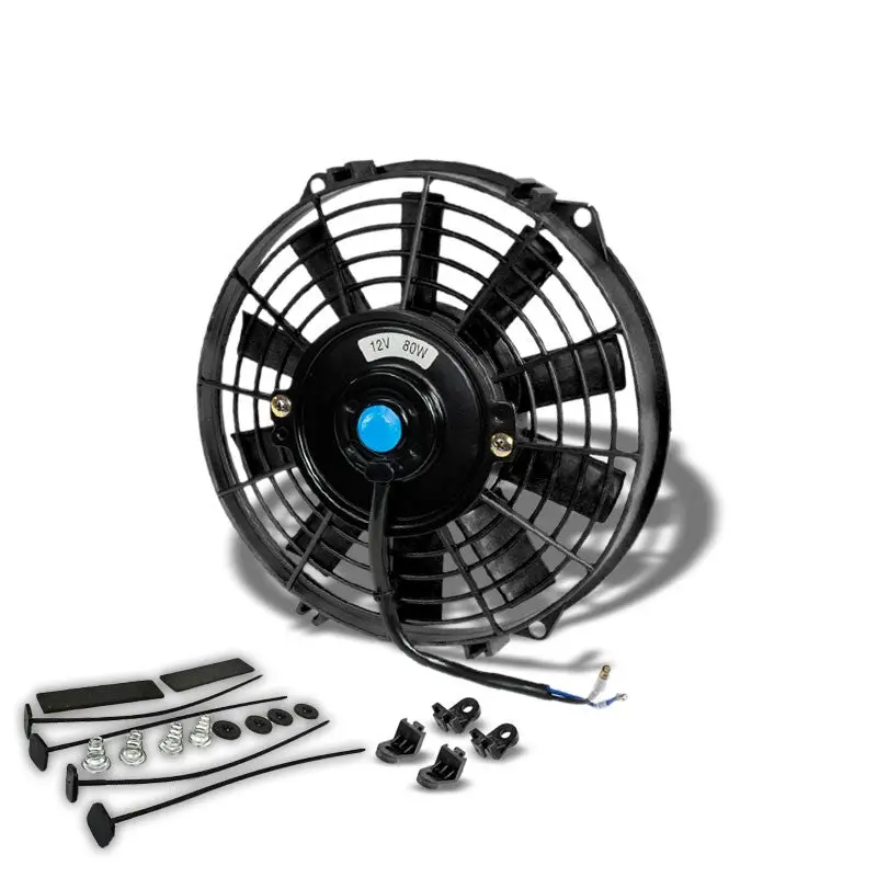 Universal 9" Black Slim Reversible Electric Radiator Motor Cooling Fan+Mounting 1