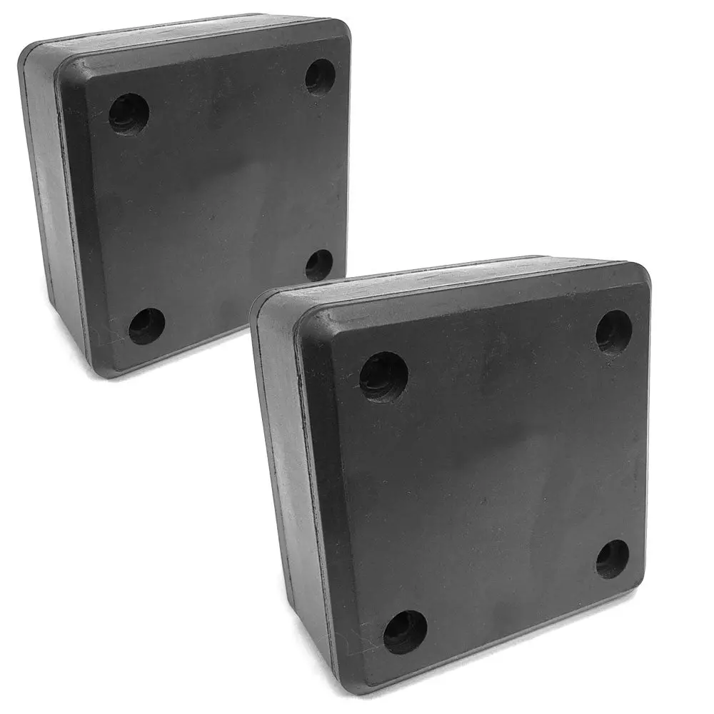 2X Square 4 Hole 6-1/4" X 6-1/4" X 3" Molded Dock Bumper Semi Truck Trailer 1