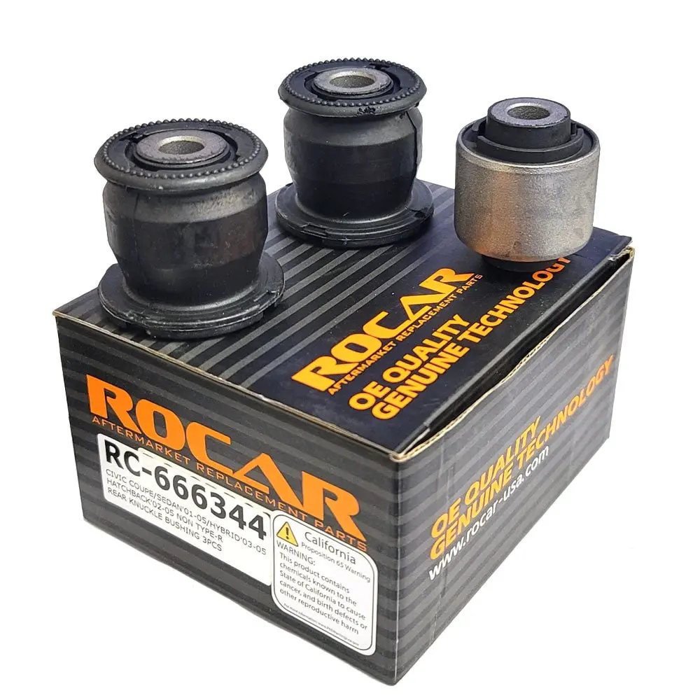 Rocar 3Pcs Bolt-On Rear Knuckle Bushing Set For 01-05 Honda Civic Coupe/Sedan (Eu/Es/Ep/Em 7Th) 1