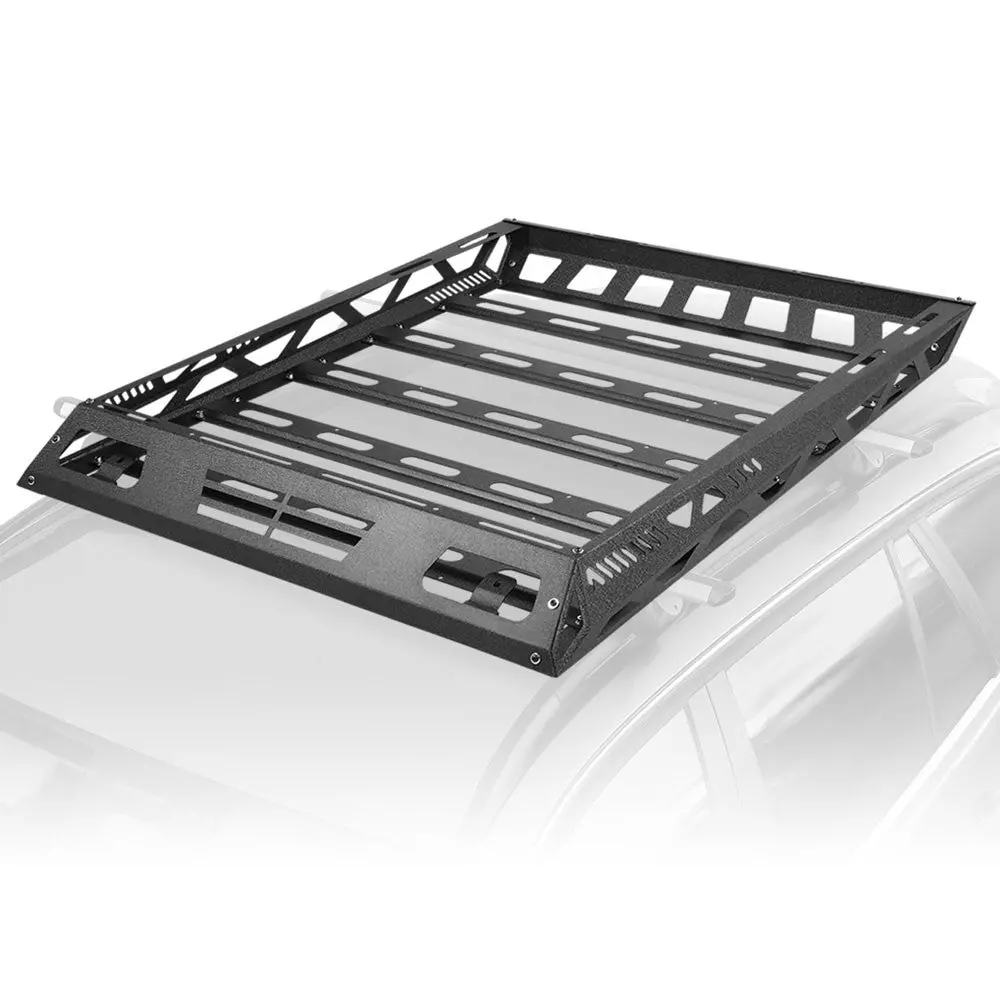 55" X 41" X 5"  Universal Black Stamped Steel Bar With Cargo Net (Clamp Screw-On) Roof Rack Basket Cargo Carrier 1