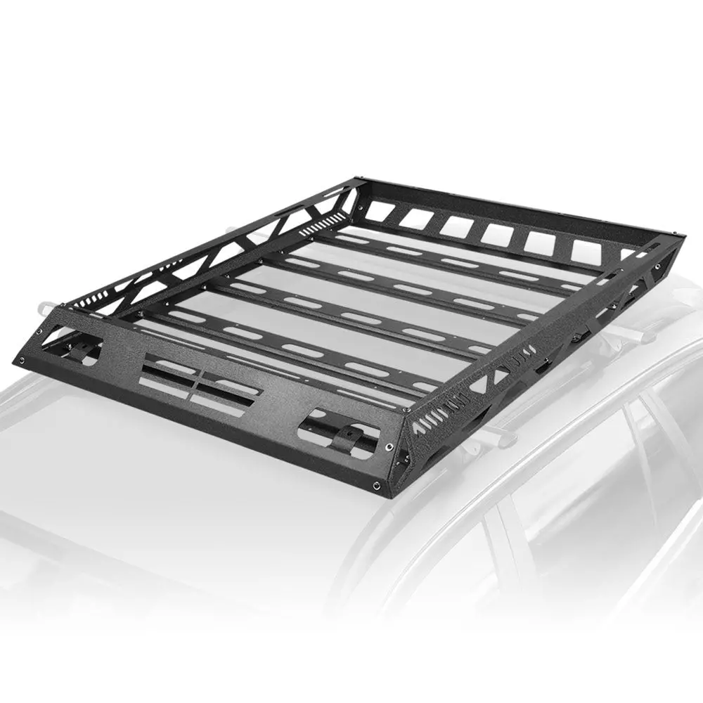 47" X 36" X 5"  Universal Black Stamped Steel Bar With Cargo Net (Clamp Screw-On) Roof Rack Basket Cargo Carrier 1
