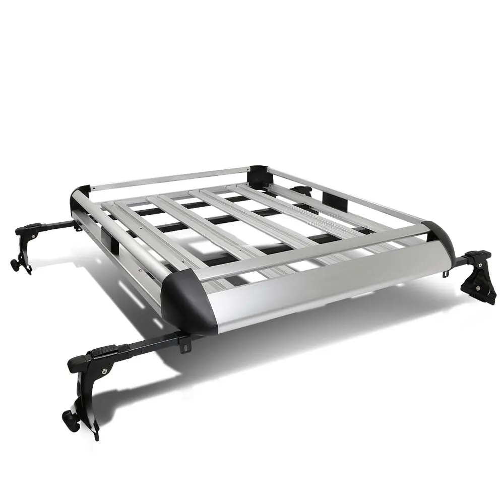 50"X31" Silver Aluminum Roof Rack Cargo Luggage Carrier Bracket+Crossbar For Suv 1