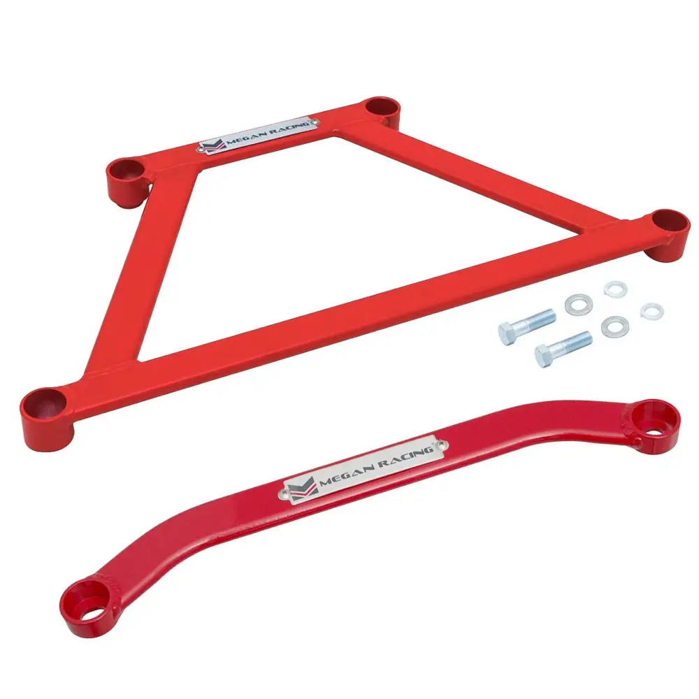 Megan Red Front Lower/Rear Lower Strut Tower Brace Bar For 09-21 Nissan 370Z Z34 1