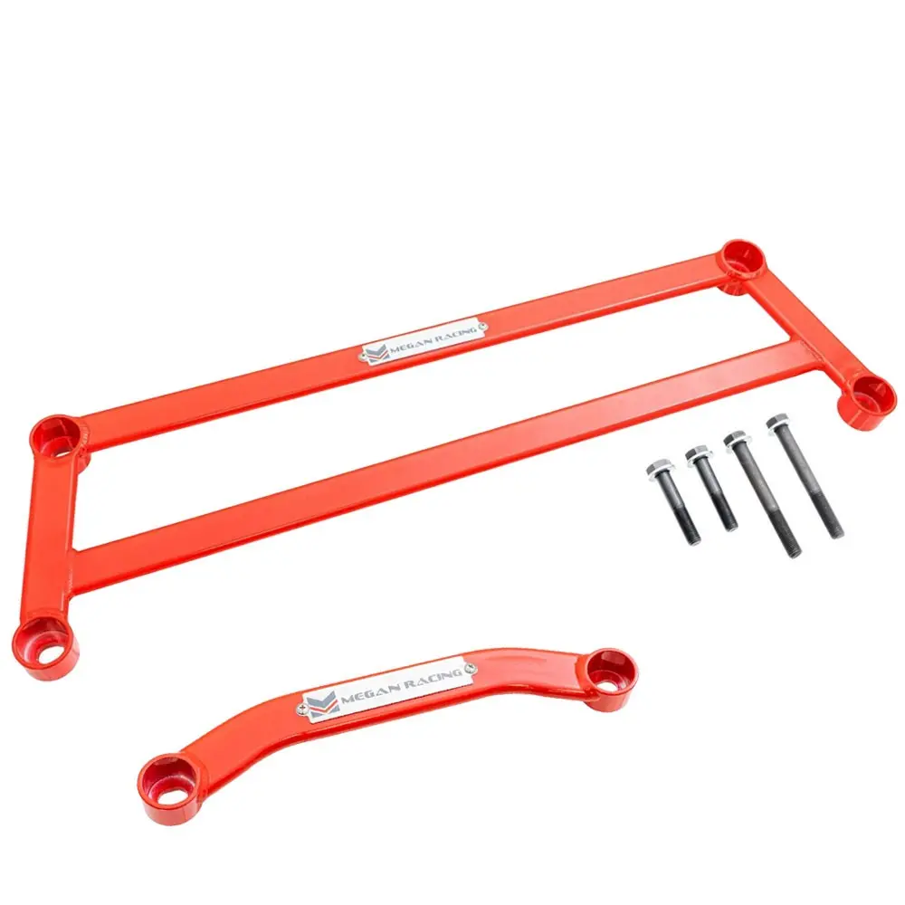 Megan Red Front Lower H-Brace Bracket+Rear Lower Strut Bar For 20+ Corolla E210 1