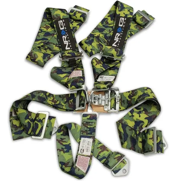 Nrg Sbh-5Pccamo 5-Point Latch Link Green Camo Sfi 16.1 Racing Seat Belt Harness 1