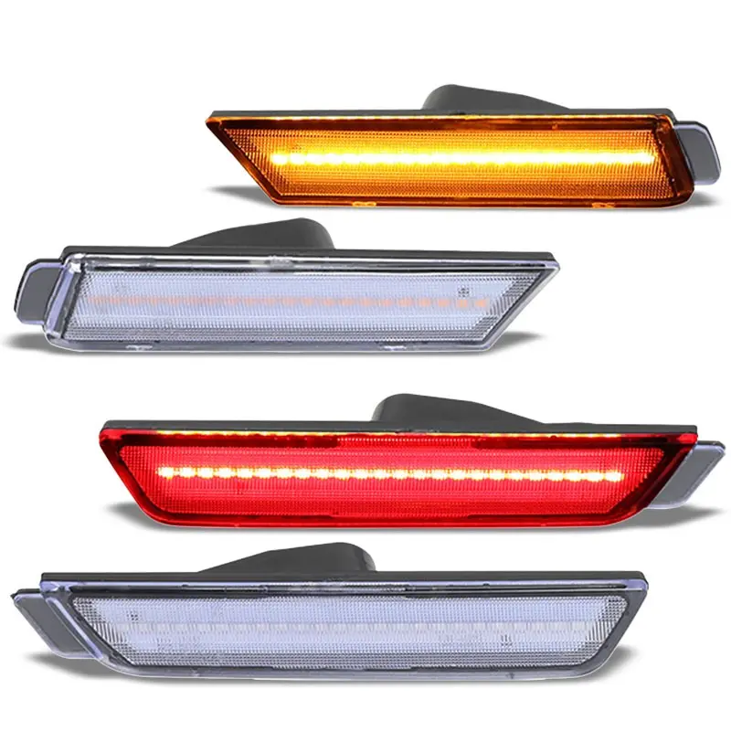 Chrome Housing/Clear Lens Led Side Marker Lights For 10-15 Camaro 3.6L/6.2L/7.0L 1