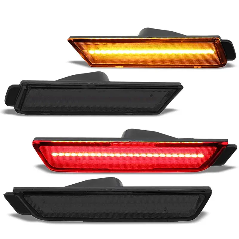 Chrome Housing/Smoke Lens Led Side Marker Lights For 10-15 Camaro 3.6L/6.2L/7.0L 1