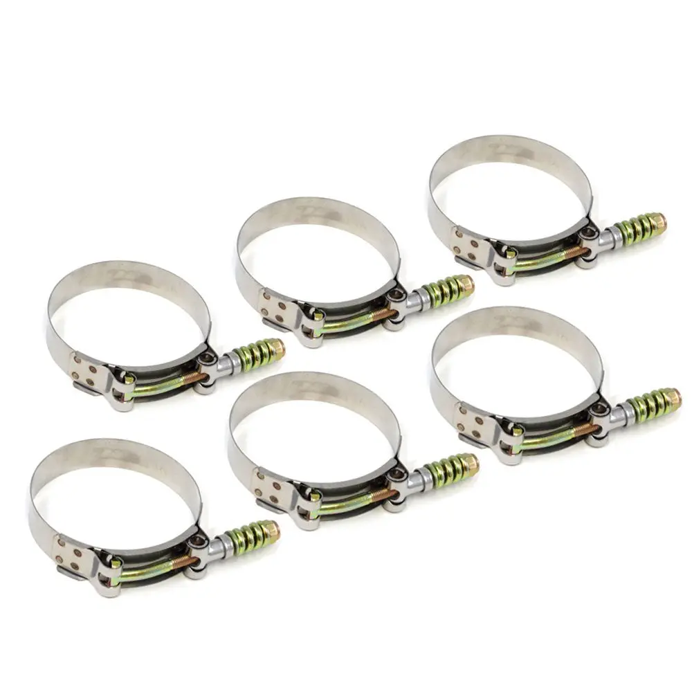 Hps Stainless Steel Constant Tension Spring Loaded T-Bolt Hose Clamp 6Pc Range 3.50"-3.82" (89-97Mm), 19Mm Band, Sae#84 1