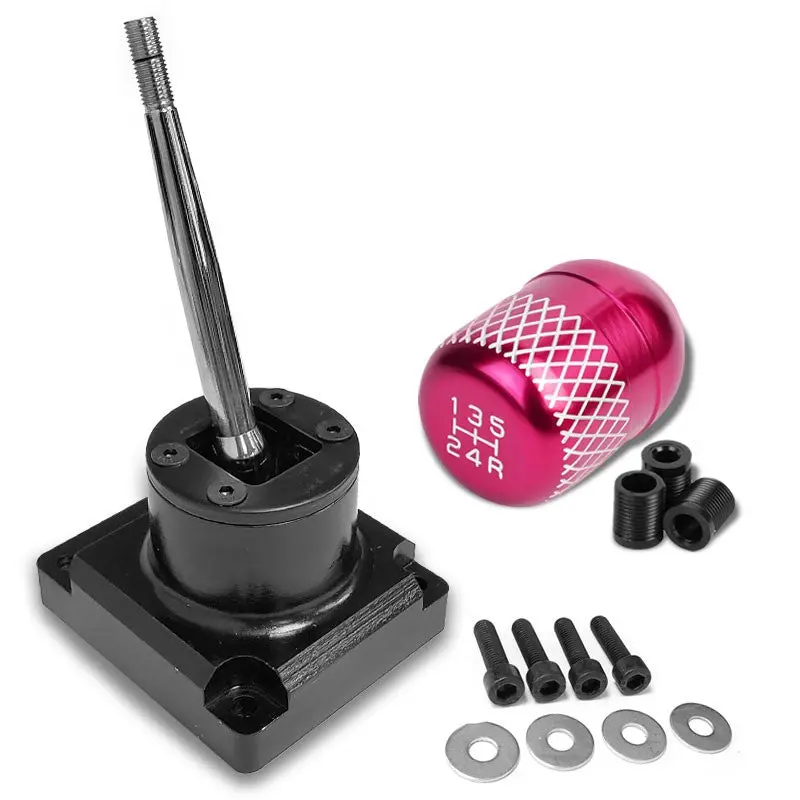 Megan Short Shifter+Pink Net/White 5-Speed Knob For 93-95 Mazda Rx-7 Fd35 Mt 1