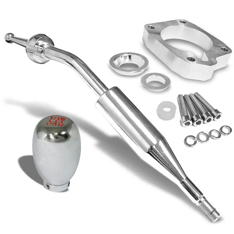 Manzo Short Shifter+Chrome Type-R/Red 5-Speed Knob For 83-87 Corolla Gts Ae86 Mt 1