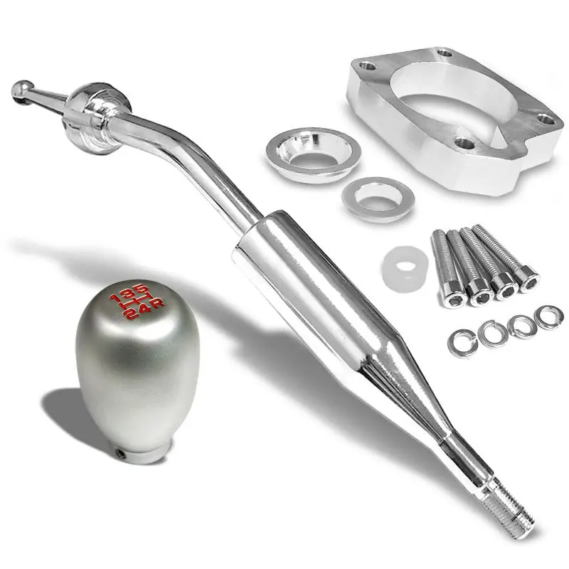 Manzo Short Shifter+Silver Type-R/Red 5-Speed Knob For 83-87 Corolla Gts Ae86 Mt 1