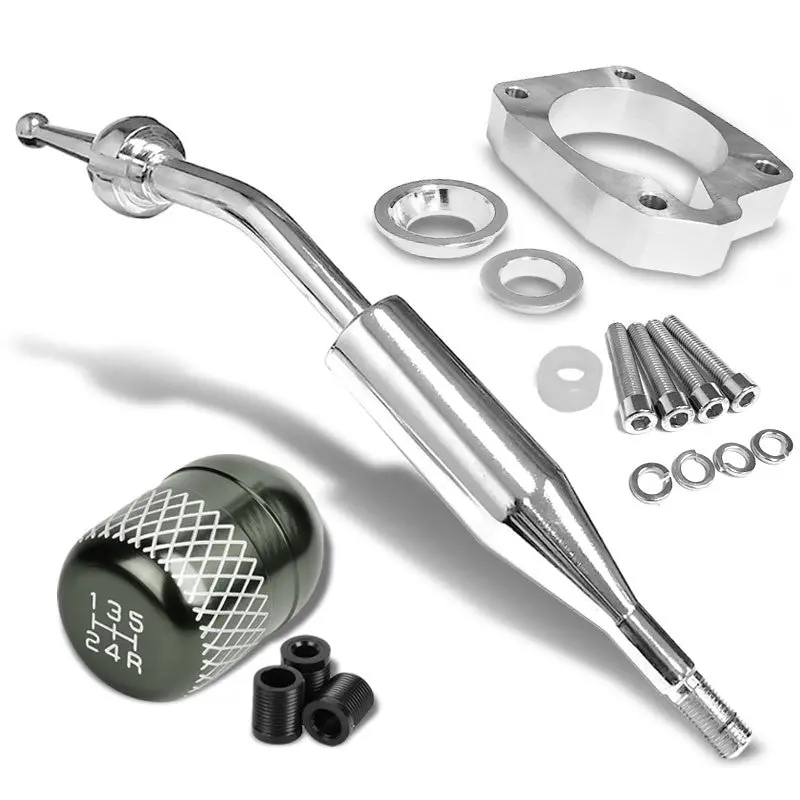 Manzo Short Shifter+Gunmetal Net/White 5-Speed Knob For 83-87 Corolla Gts Mt 1