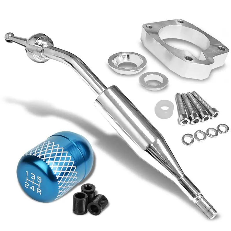 Manzo Short Shifter+Light Blue Net/White 5-Speed Knob For 83-87 Corolla Gts Mt 1