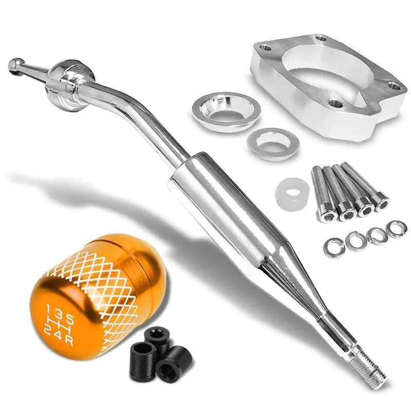 Manzo Short Shifter+Orange Net/White 5-Speed Knob For 83-87 Corolla Gts Ae86 Mt 1