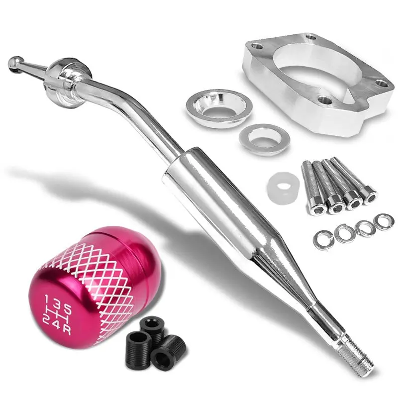 Manzo Short Shifter+Pink Net/White 5-Speed Knob For 83-87 Corolla Gts Ae86 Mt 1
