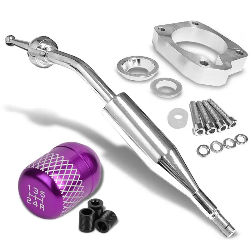 Manzo Short Shifter+Purple Net/White 5-Speed Knob For 83-87 Corolla Gts Ae86 Mt 1
