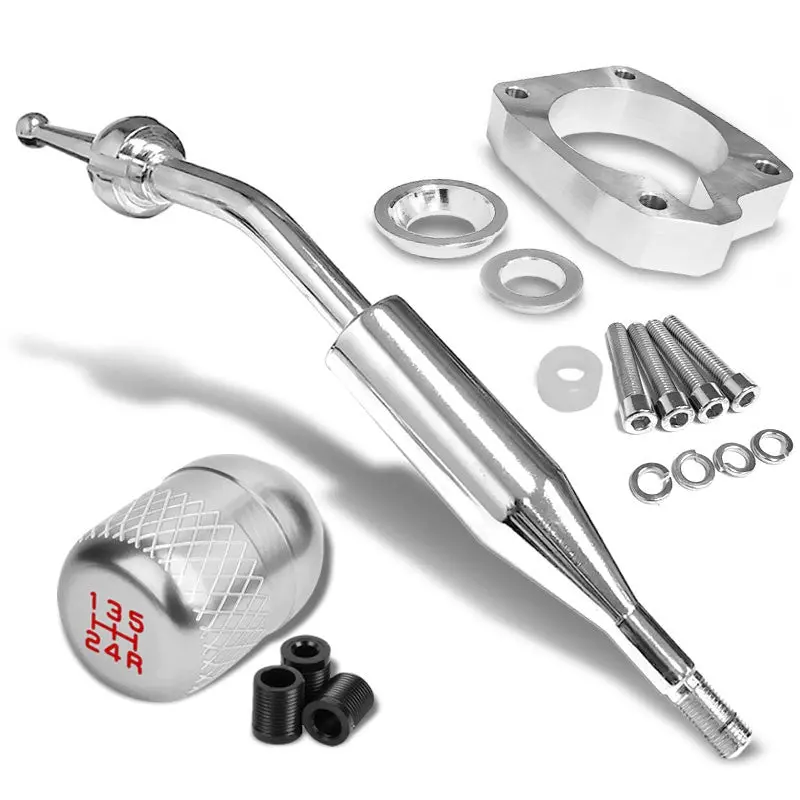 Manzo Short Shifter+Silver Net/White 5-Speed Knob For 83-87 Corolla Gts Ae86 Mt 1