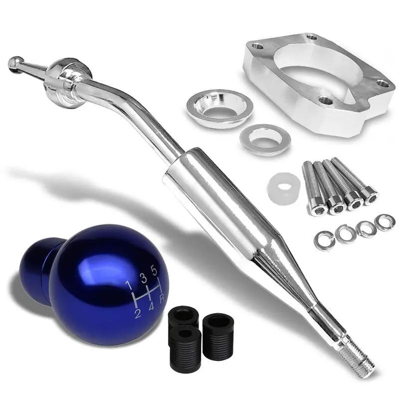 Manzo Short Shifter+Blue Round/White 5-Speed Knob For 83-87 Corolla Gts Ae86 Mt 1