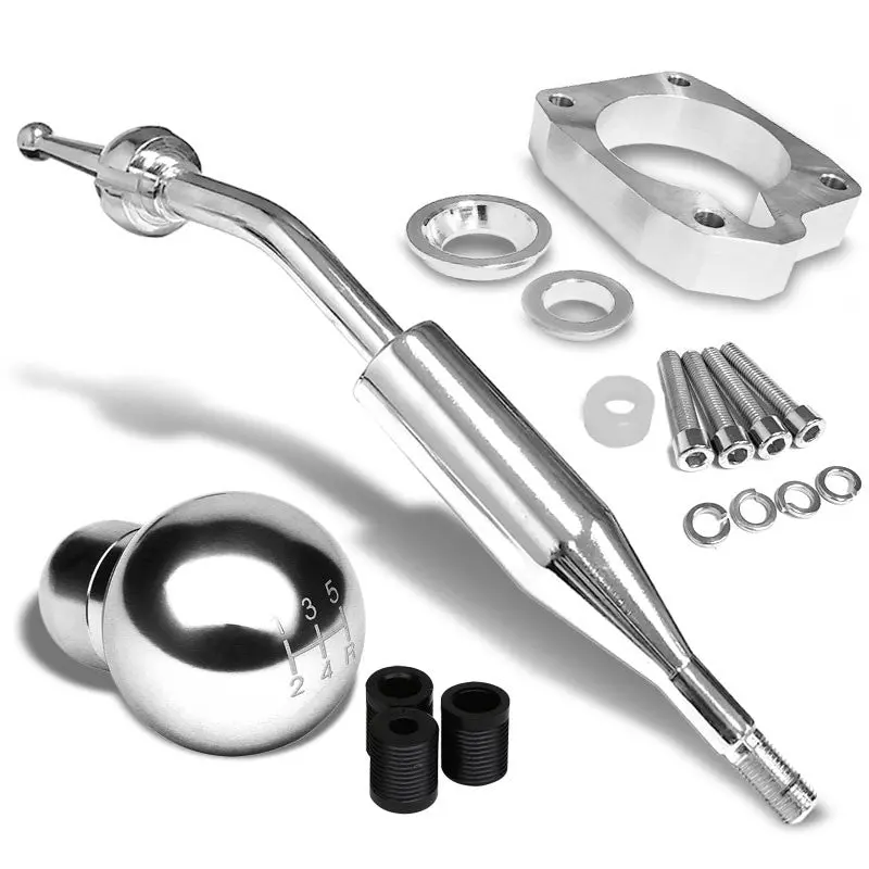 Manzo Short Shifter+Chrome Round/White 5-Speed Knob For 83-87 Corolla Gts Mt 1
