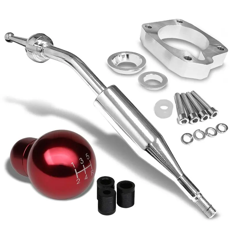 Manzo Short Shifter+Red Round/White 5-Speed Knob For 83-87 Corolla Gts Ae86 Mt 1