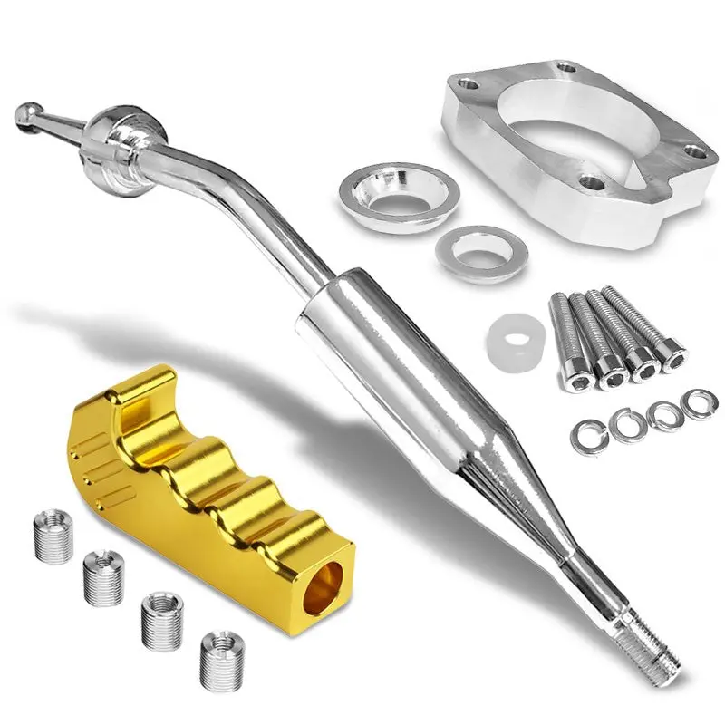 Manzo Short Shifter+Gold Pistol Grip Shift Knob For 83-87 Corolla Gts Ae86 Mt 1