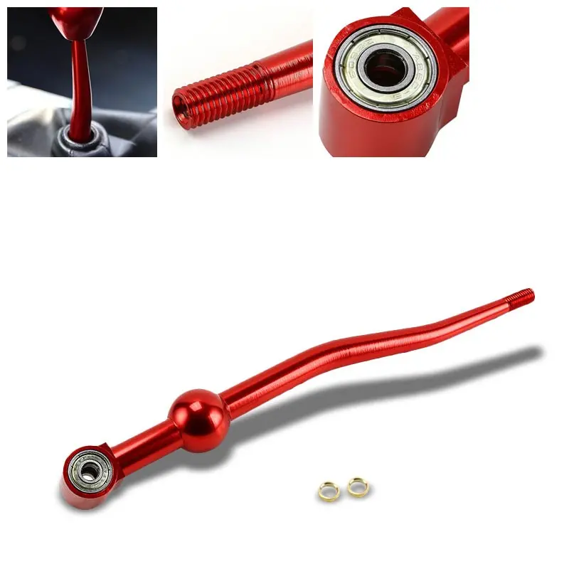 Red Aluminum Short Dual Bend Shifter For Honda/Acura 88-01 Civic/Integra 1