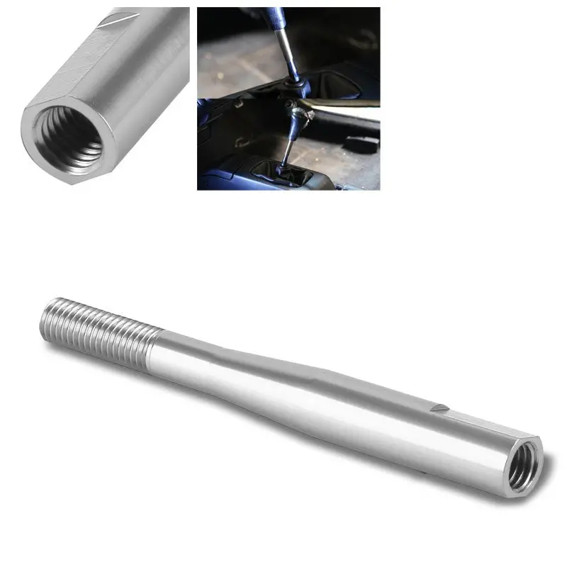 Silver Aluminum M10 X 1.5 Manual Shifter Lever/Shift Knob 3.5" Type 2 Extension 1
