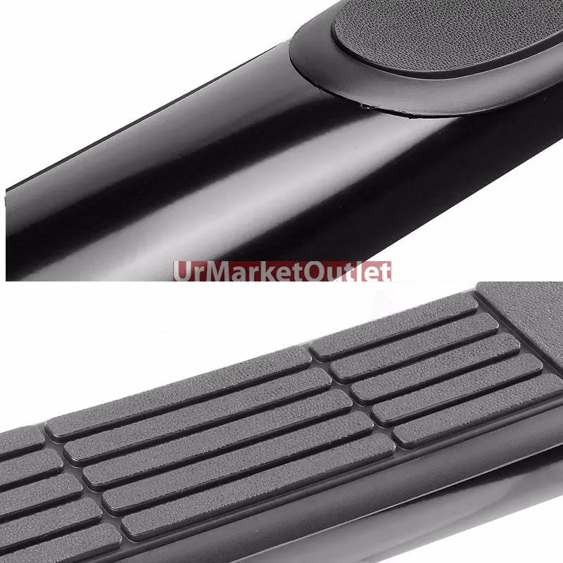 (Curved End Black) Running Board Nerf Bar For 07-18 Silverado Sierra 1500/07-19 2500 3500 Hd [Crew Cab] 1
