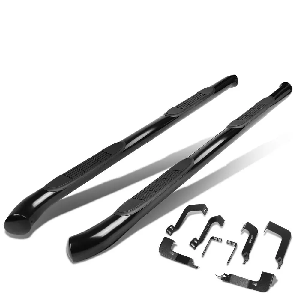 (Curved End Black) Running Board Nerf Bar For 99-14 Chevrolet Silverado/Gmc Sierra Gmt800 Gmt900 [Crew Cab] 1